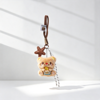 Porte-clés ours en peluche personnalisé avec logo, pendentif mignon pour sac avec breloque étoile et corde tressée pour accessoires de sac à dos pour filles