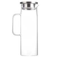 Théière en verre résistant à la chaleur à eau bouillante froide pichet à eau de grande capacité pichet en verre avec couvercle en bambou ou en acier inoxydable