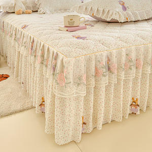 Elegant Embroidered Lace Quilted <strong>Single</strong> <strong>Bed</strong> Skirt Soft Comfortable Dust Ruffle <strong>Valance</strong> Washable for Home Bedroom Decor - Product Image 3