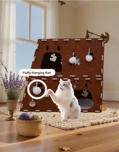 Luxury Modern Design Pet Cave, Noise Reducing Acoustic Felt Cat <b>Bed</b> Customizable for Living Room & Bedroom - Product Image 4