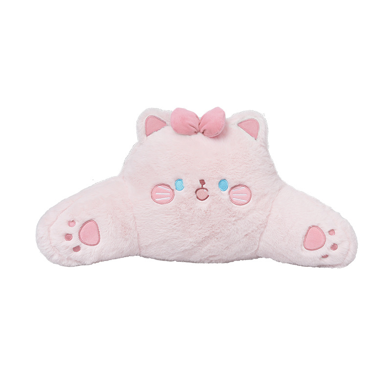 Rabbit fur embroidered bow cat lumbar support