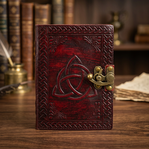 Handmade Genuine Leather Mini Triquetra Journal Classic Spell Book Shadows Blank Travel Sketchbook Pencil Gift Men <b>Women</b> Circle - Product Image 3