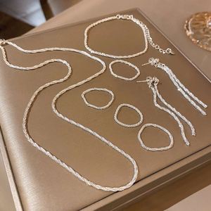 2023 Luxury Iced Out <b>Rope</b> Chain Necklace Jewelry Set Fine Shiny 925 Silver Needle Bling Earrings Sparkling Rings for Girlfriend - Product Image 1