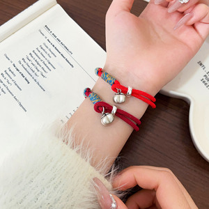 Ethnic Style Woven S925 Sterling Silver Persimmon Red <b>Rope</b> <b>Bracelet</b> For Women Spring 2025 Everyday Wear - Product Image 4