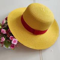 Sombreros Divertidos de Paja de Luffy al por Mayor, Sombreros de Cosplay Personalizados para Fiestas de Verano al Aire Libre, Amarillos, de One Piece, Servicio OEM ODM, para Adultos, Hombres, Lisos