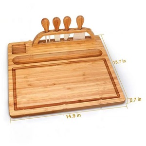 Bamboo <b>Cheese</b> Board <b>Set</b> With <b>Knife</b> And Tray For <b>Cheese</b> Serving And Wine Pairing - Product Image 2