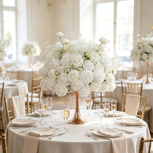 Bola de Flores Artificiales de Rosas Blancas Grandes de 50 cm, Centro de Mesa Grande para Decoración de Bodas - Product Image 1
