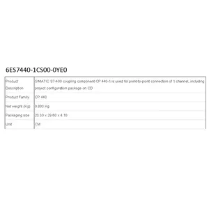 Nuovo di zecca 6ES7440-1CS00-0YE0 | Modulo PLC | Nuovo originale | Germania | Componente di accoppiamento S7-400 CP 440-1 utilizzato per punto a punto