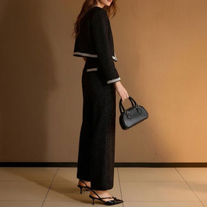 Costume en tweed avec détails perlés <span class=keywords><strong>pour</strong></span> femme, <span class=keywords><strong>ensemble</strong></span> <span class=keywords><strong>pantalon</strong></span>, <span class=keywords><strong>pour</strong></span> le travail, <span class=keywords><strong>pour</strong></span> femmes d'affaires - Product Image 3