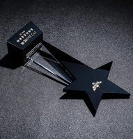 Trofeo de Cristal Negro Personalizado ADL con Estrella, Grabado de Logotipo UN Pulido, Premio Listo para Regalos Empresariales