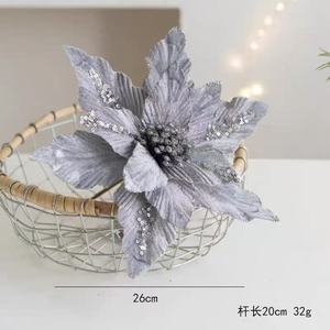 New Arrival Premium Velvet Hand-<b>Dusted</b> Artificial Christmas Flowers Christmas Tree Ornaments Decorations - Product Image 2