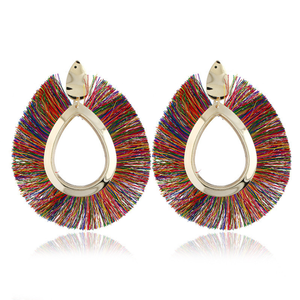 Pendientes de flecos de borla Retro de moda occidental, pendientes colgantes de Metal al por mayor baratos, pendientes de gota de playa bohemios hechos a mano para mujer - Product Image 6