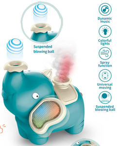 Elefante de juguete eléctrico con ruedas universales, luz y música, pulverizador humidificador, bola inflable suspendida y juguete andador para niños - Product Image 3