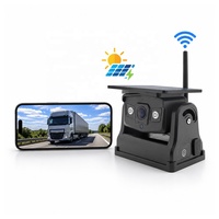 Cámara WiFi Solar Inalámbrica para Exteriores, Alimentada por Batería Solar, para Autobús, Camioneta, Camión, RV, Cámper, Compatible con Base Magnética, Teléfono Android para Remolque
