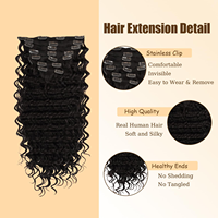 Extensions de cheveux humains à clipser invisibles et sans couture, qualité 12A, ondulation profonde, cuticules alignées, 7 pièces