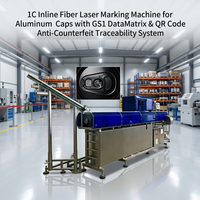 Machine de marquage laser à fibre pour capuchons en aluminium GS1, système de marquage de codes QR DataMatrix, système de traçabilité anti-contrefaçon 1C en ligne