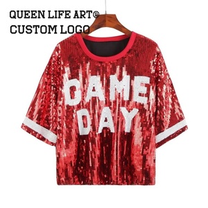 Maillot de football personnalisé y2k t-shirts pour bébés hauts courts de campagne haut court imprimé pour femmes blouse coréenne deuxième t-shirt hauts courts pour femmes - Product Image 6