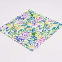 Serviettes en papier rectangulaires personnalisées à motif floral bleu imprimé en couleur pour mariages et banquets d'hôtel, en pâte de bois vierge