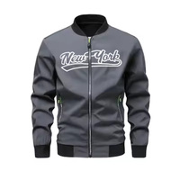 Blouson Bomber Décontracté pour Homme en Toile Brodé avec Fermeture Éclair, Vêtement d'Extérieur Respirant, Service OEM, Blouson Bomber en Polyester