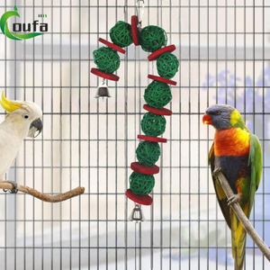 OFAPET Juguete de Navidad para Pájaros, Bola Redonda de Ratán, Accesorios para Jaulas de Pájaros OF-1130 1131 - Product Image 5