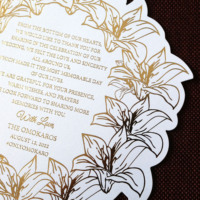 Carte de menu découpée en forme florale, carte de placement de table pour réception de mariage, cartes de vœux en papier doré
