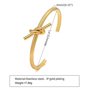 กำไลข้อมือสแตนเลสชุบทองกันน้ำ ดีไซน์แบบเปิด สำหรับผู้หญิง ขายดี - Product Image 4