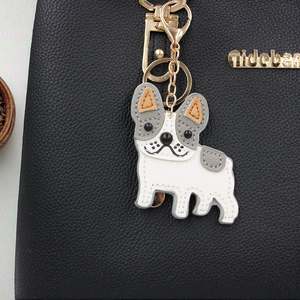 Mignon bouledogue français Border <span class=keywords><strong>Collie</strong></span> <span class=keywords><strong>Mini</strong></span> chiot porte-clés en cuir conception porte-clés à la mode pendentifs breloques pour sac à main sac sac - Product Image 2