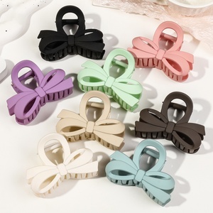8cm Candy Colored Sweet <b>Bow</b> <b>Clip</b> Shark Design Temperament Frosted Plastic Environmental Friendly Hair Accessories for Prom - Product Image 1