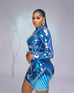 Paillettes di lusso strass scava fuori abito da sera formale abito da sera donna aderente Sexy Club Dress Women Party <span class=keywords><strong>Prom</strong></span> Dress - Product Image 3