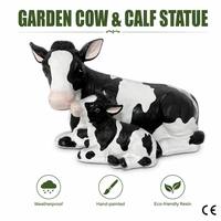 Grande statue de vache et de son jeune de 95 cm, faite à la main en magnésie massique, taille réelle, pour la décoration de la maison, du jardin, comme pot de fleurs, sculpture animale Fulin