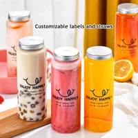 Bouteille de jus jetable en plastique PET de 100ml 200ml 250ml 300ml 500ml et bouteille d'enzyme PET avec couvercle noir