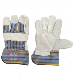 Kyushu Labor Protection Welding <b>Gloves</b> Cowhide Palm Striped Canvas Unlined Stick Welding Industry - Product Image 1