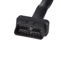 Pita datar tebal 16 Core 1 laki-laki ke 2 perempuan 2 in 1 24V sudut kanan profil rendah 30 CM kabel adaptor OBDII kabel diagnostik OBD2