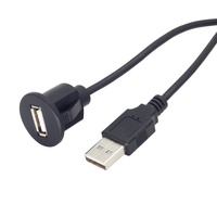 Câble USB 2.0 de type A mâle à femelle pour meubles de tableau de bord de voiture Montage sur panneau de bureau Port USB