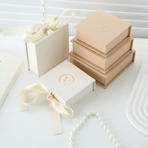 Luxury Handmade Custom Foil Embossed Logo Book Shape Jewelry Packaging <strong>Box</strong> with Ribbon-Elegance for Valentine's Day - Product Image 1