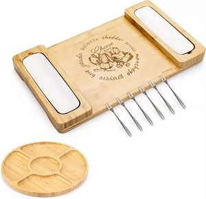 Cuisine de luxe Extra Large Planche à fromage en bambou Bloc à découper avec poêle en céramique Fourchettes Couteaux Ensembles Charcuterie Outil Cadeau pour maman - Product Image 1
