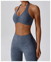 Vêtements actifs entraînement imprimé conception Yoga col en v licou cou soutien-gorge Leggings ensembles Fitness Yoga soutien-gorge Leggings ensembles pour les femmes