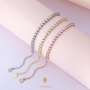 KRKC nuovo Design Bling moda moda femminile gioielli per il piede in <span class=keywords><strong>argento</strong></span> CZ braccialetto alla caviglia Charm diamante catena Tennis <span class=keywords><strong>cavigliera</strong></span> per le donne - Product Image 5