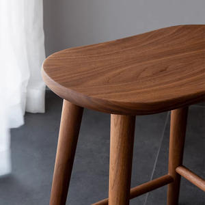 Taburete de Estilo Nórdico Japonés, Madera Maciza de Nogal Negro, Hecho a Mano, para Dormitorio o Sala de Estar - Product Image 4