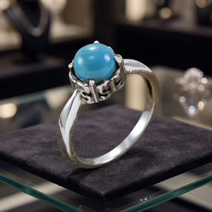 Sleeping Beauty Turquoise Gemstone 925 Sterling Silver Ethnic Wedding <b>Ring</b> for Parties and Anniversaries Men's and Women's Gift - Product Image 4