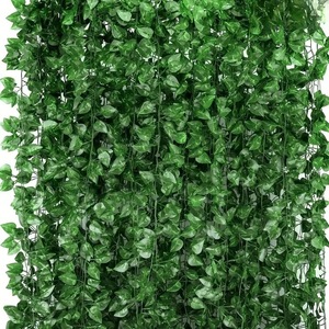 Artificial Ivy Vines 12 Pothos Green <b>Leaves</b> <b>Decorations</b> For Indoor Outdoor Hanging Garland Plant <b>Wall</b> <b>Decoration</b> - Product Image 1