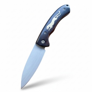 No. Cuchillo de bolsillo para camping de hoja fija de acero triplex 5 Triplex Steel Leopard de alta calidad con mango de madera DIY, personalizable OEM 1 - Product Image 1