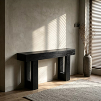 Table de porche en bois massif de style Wabi-sabi, table de porche nordique antique, table étroite d'entrée rétro, table longue