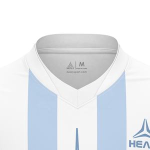 Maillot de football rétro à rayures bleues et blanches à col en V, maillot de football surdimensionné pour hommes, maillot de football de haute qualité - Product Image 3