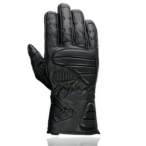 ถุงมือมอเตอร์ไซค์หนังสีดำสำหรับผู้ชายแบบขายส่ง ถุงมือขี่มอเตอร์ไซค์แบบเต็มนิ้วพรีเมียม พร้อมแผ่นรองป้องกันข้อนิ้วและเสริมความแข็งแรงบริเวณฝ่ามือ - Product Image 4