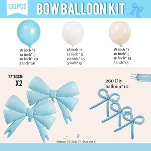 Arc de <span class=keywords><strong>ballon</strong></span> <span class=keywords><strong>bleu</strong></span> nœud papillon 130 pièces décorations de fête d'anniversaire avec ballons en Latex <span class=keywords><strong>bleu</strong></span> <span class=keywords><strong>pastel</strong></span> bébé douche mariage photomaton - Product Image 3