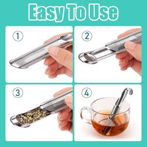 Yongli ที่กรองชาสแตนเลสแบบ3-in-1ที่กรองชาพร้อมแปรงและตะขอสำหรับใบชาหลวม - Product Image 6