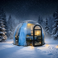 Rumah Kubah Igloo Desain Modern Tahan Air Ramah Lingkungan Tahan Lama untuk Glamping Luar Ruangan Full House PC Green House