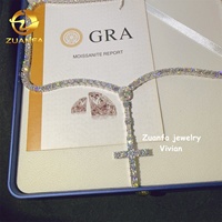 Collier chaîne tennis en argent sterling 925, style hip-hop, avec croix en moissanite certifiée GRA, passe le test du diamant