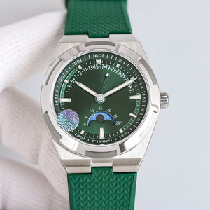 Montre mécanique automatique Elite Selection avec phases de lune rétrogradées, date, bracelet en silicone vert, boîtier argenté, lumineuse, tendance 2026 - Product Image 2